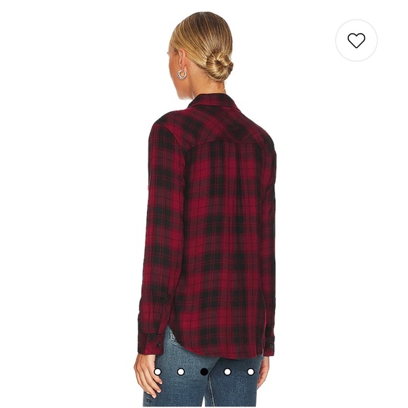 Rails Red & Navy Plaid Checker Flannel Button Down Long Sleeve Shirt Size XSmall - Picture 3 of 6